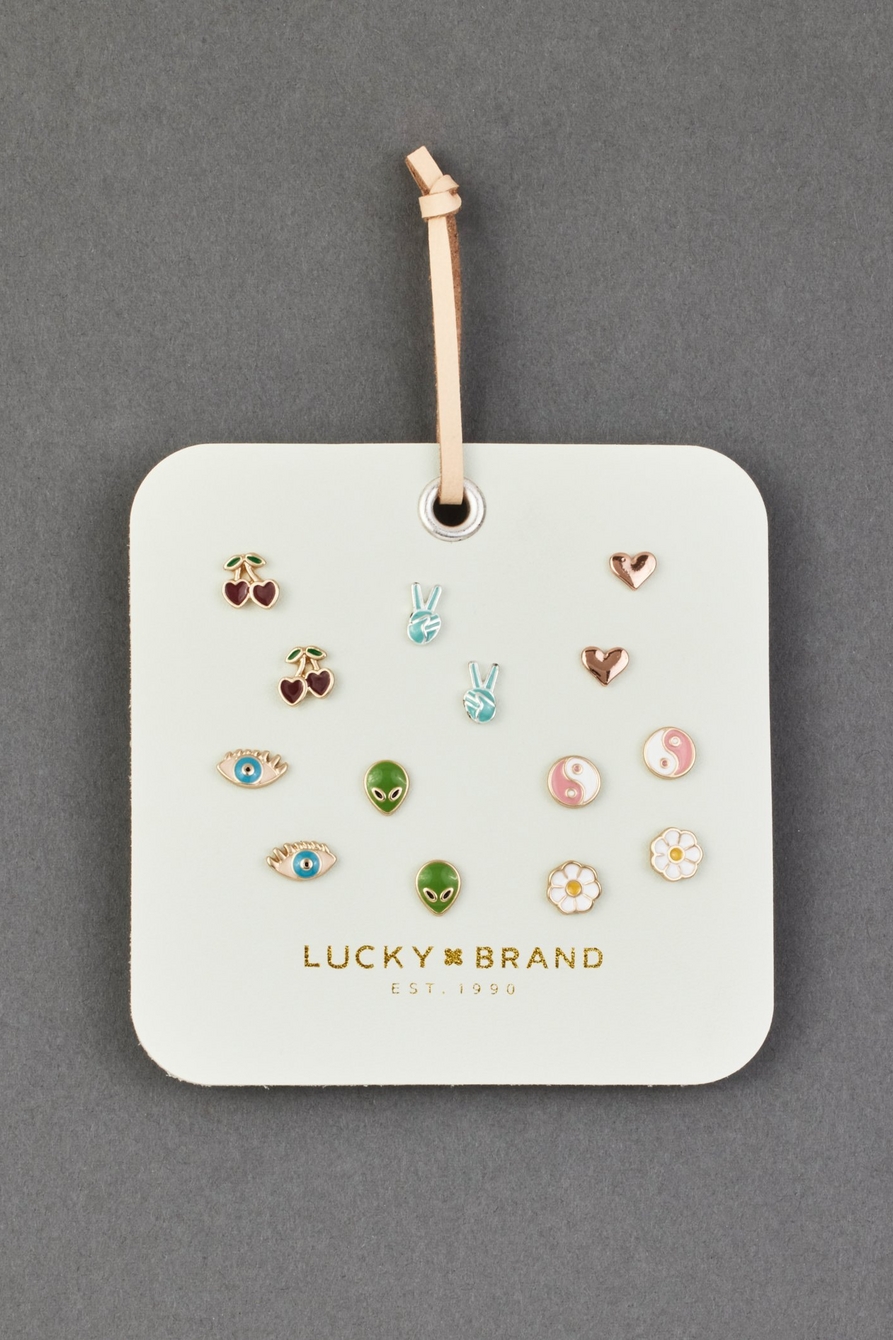 enamel mint leather stud set